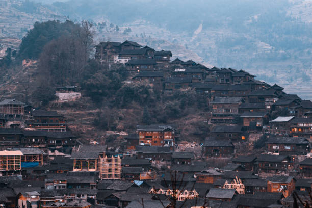 Miao Village Thousand Miao Households in Xijiang, Guizhou ,China qiandongnan miao and dong autonomous prefecture stock pictures, royalty-free photos & images