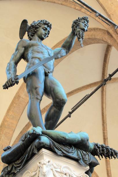 Statue of Perseus, Perseus with the Head of Medusa in the Loggia dei Lanzi gallery on the Piazza della Signoria in Florence by Benvenuto Cellini / 1545