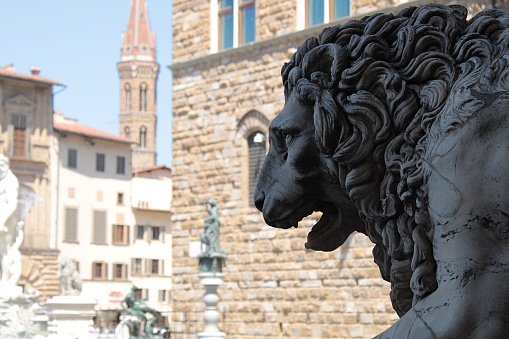 Medici lion looking the Piazza della Signoria, Florence