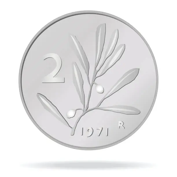 Vector illustration of 2 Lira of Italy. Vector illustration of an Italian coin