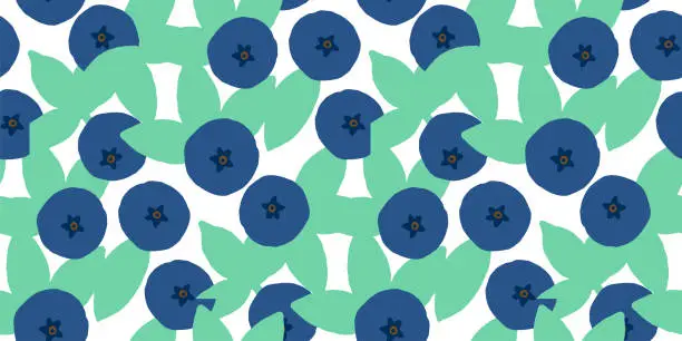 Vector illustration of Hand drawn blue berries seamless pattern