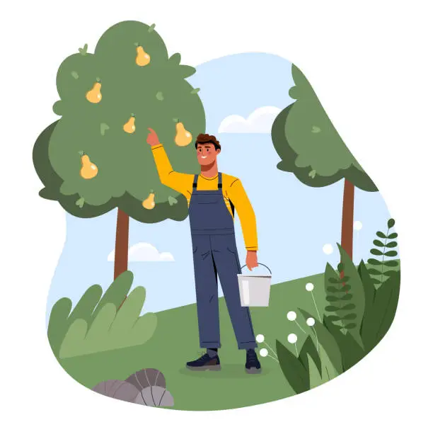 Vector illustration of Man with farming vector concept