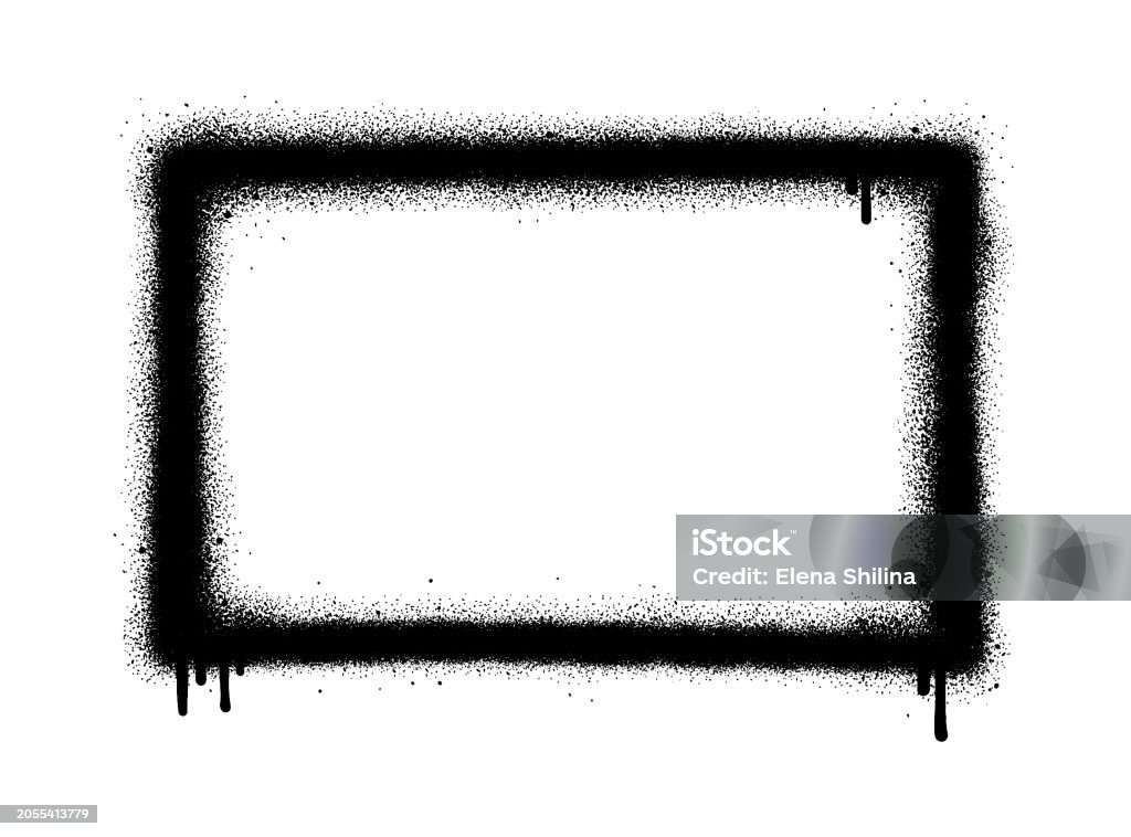 Graffiti Spray Rectangle Frame Isolated On White Background Vector ...