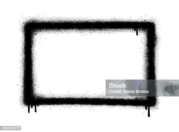 Rectangular Spray Pattern Graffiti Spray Rectangle Frame Isolated On White Background Vector ...
