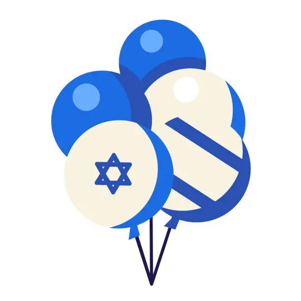 Vector illustration of Israel Flag Balloons Festive Set Solid Milk