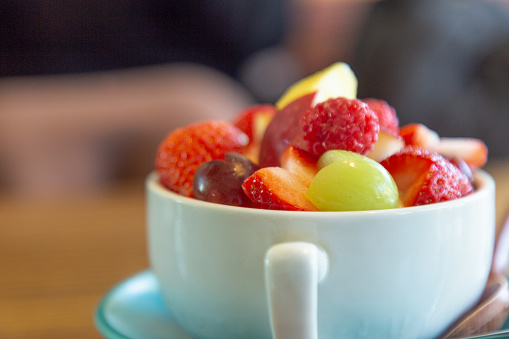 A colorful acai bowl at a cafe