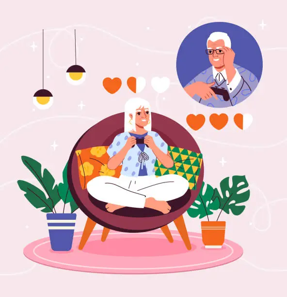 Vector illustration of Old people play video games vector