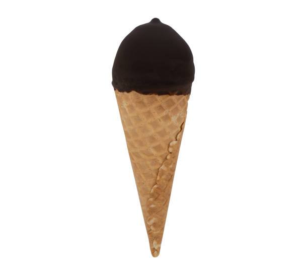 istock Ice cream scoops dipped in chocolate in waffle cones isolated on white background. Ice cream isolated. 2055488123