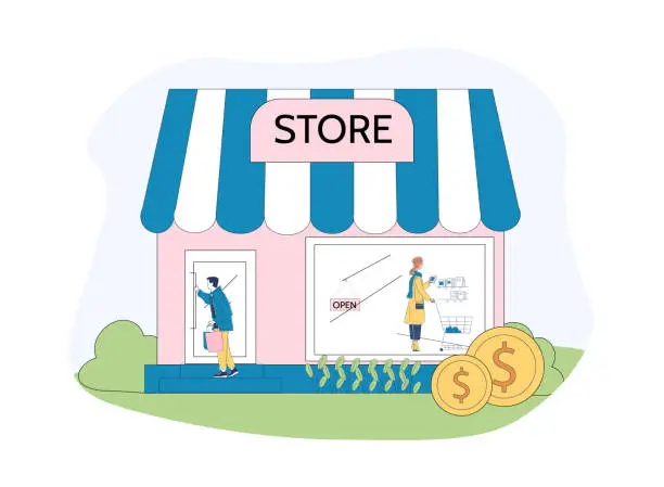 Vector illustration of Open store vector simple