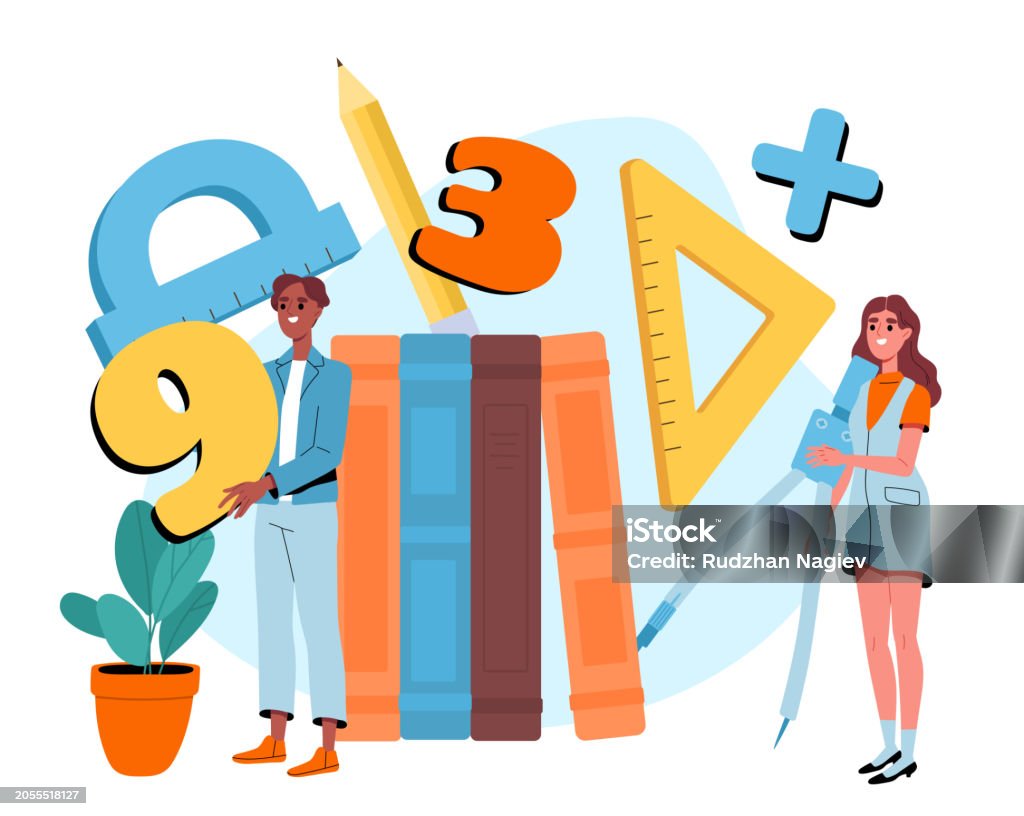 Someone Learning Math People Learn Math Vector Concept Stock Illustration - Download Image ...