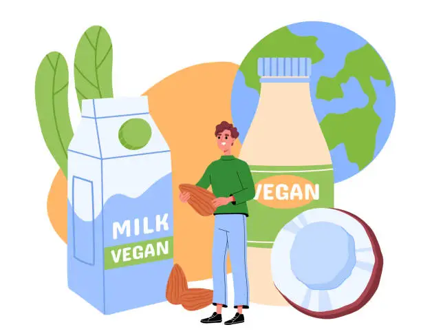 Vector illustration of Vegan milk vector concept