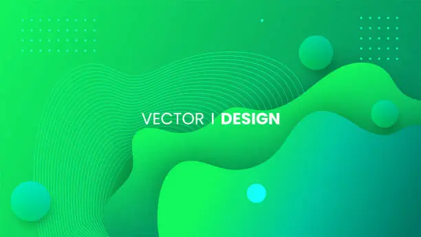 Vector illustration of Modern abstract liquid background with blue and green gradient colors
