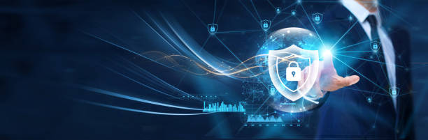 istock Cybersecurity technology, Businessman touch the cybersecurity icon on the structure of the global network. Cybersecurity ensures the secure business operations of globally connected systems. 2055586863