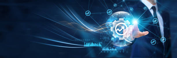 istock Development technology, Businessman touch the development icon on the structure of the global network. Development secures the business development of global connected development. 2055586888
