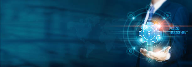 istock Businessman hand-holding access management icons with security, key, and network connection. Facilitating the secure and controlled growth of digital assets and streamlined business. 2055594748