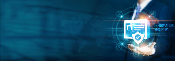istock Businessman hand-holding information security icons with cybersecurity and a network connection. Safeguarding digital assets and ensuring the growth of secure data management and resilient businesses. 2055596316