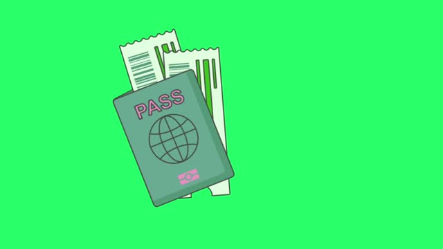 Animation passport on green screen.