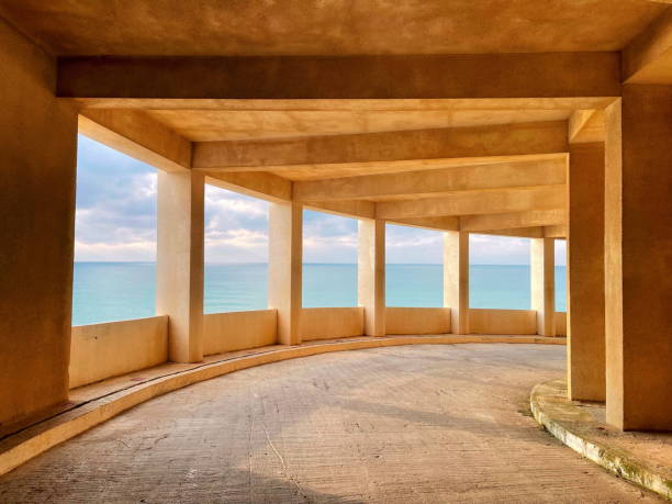 istock Architectural Harmony: Seaside Pavilion Framing the Horizon 2055637598