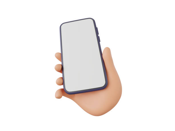 istock 3D hand holding mobile phone isolated on white background 2055640211