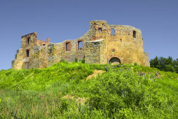Old castle ruins, Bishops castle in Siewierz, Poland - remains of a brick castle with a tower
