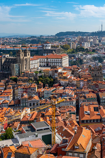 Porto Cathedral. City view from Clerigos Church and Tower, Porto, Portugal.