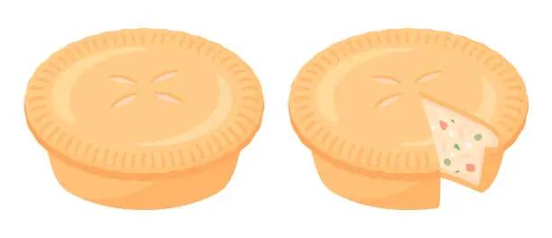 Vector illustration of Cartoon chicken pot pie drawing