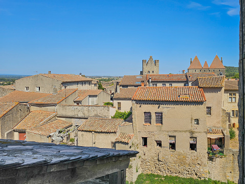 Partial view of Carcassonne, city in the south of France, UNESCO World Heritage Site