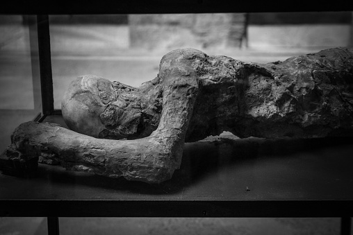 Pompeiian inhabitants petrified in their last situation of life, Southern Italy