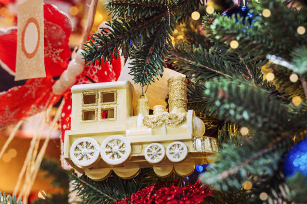 istock Train with toys and Christmas tree 2055782255