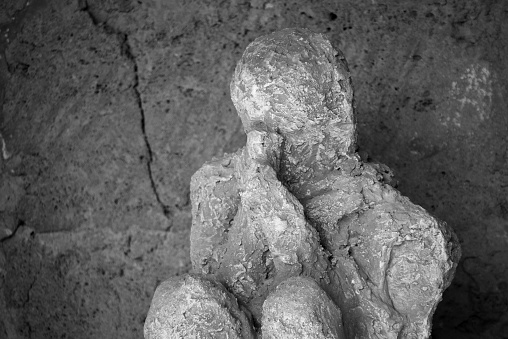 Pompeiian inhabitants petrified in their last situation of life, Southern Italy