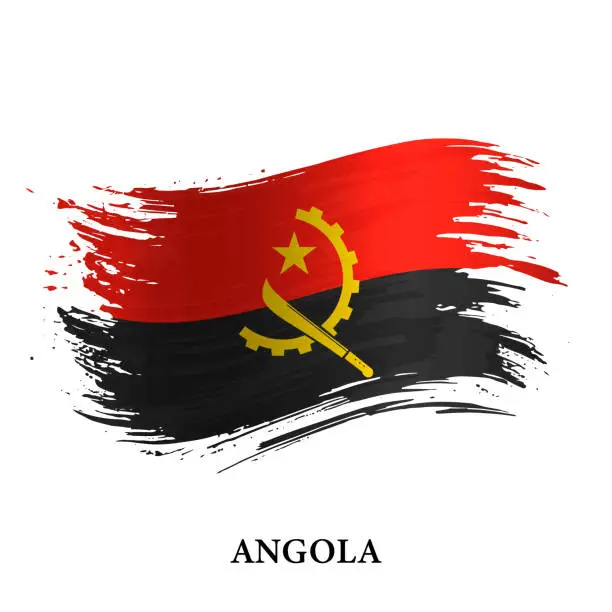 Vector illustration of Grunge flag of Angola, brush stroke vector