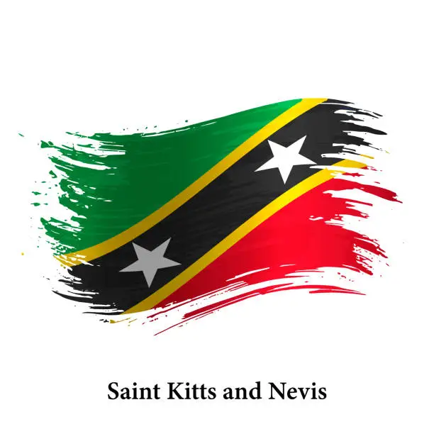 Vector illustration of Grunge flag of Saint Kitts and Nevis, brush stroke vector