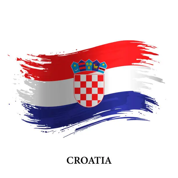 Vector illustration of Grunge flag of Croatia, brush stroke vector
