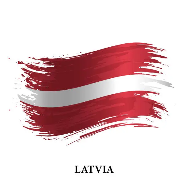 Vector illustration of Grunge flag of Latvia, brush stroke vector