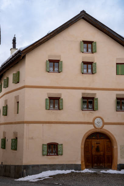 istock Typical, traditional, Engadine house with rich decorations in Guarda, Switzerland 2055791281