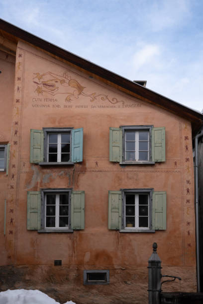 istock Typical, traditional, Engadine house with rich decorations in Guarda, Switzerland 2055796031