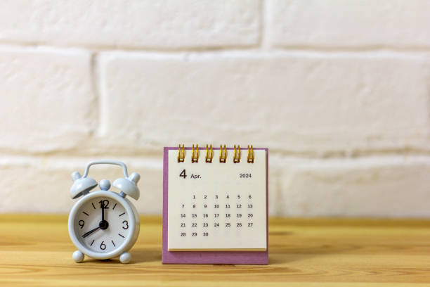 istock Calendar for planning for April 2024 in the workplace. 2055850025