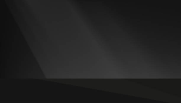 블랙 스튜디오 배경 콘크리트 벽 룸 빛, 제품 선물에 대한 연단 디스플레이에 그림자, 배경 스포트라이트와 짙은 회색 시멘트 벽 - abstract alloy backdrop backgrounds stock illustrations