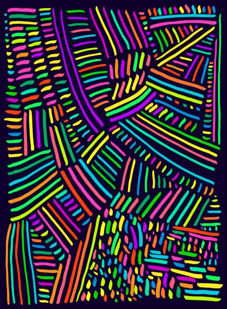 Vector illustration of Doodles bright abstract simple ornament lines pattern.