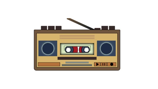 tape recorder 80s plays music, Retro old design ghetto blaster boombox radio cassette tape