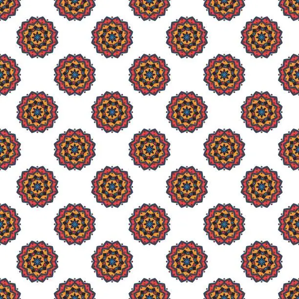 Vector illustration of Seamless pattern of bright mandala