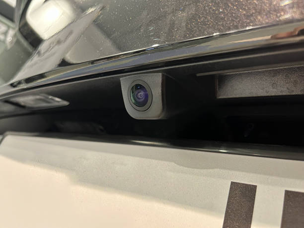 Rear view camera with washer installed on the car