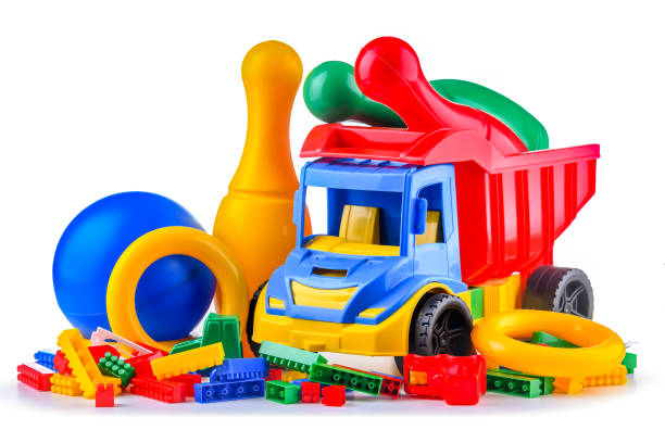 istock Colorful plastic children toys isolated on white background 2056001990