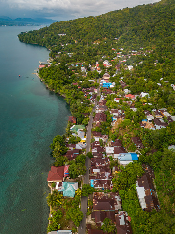 The Aerial View of Amahusu Village in Ambon Island, Maluku, Indonesia