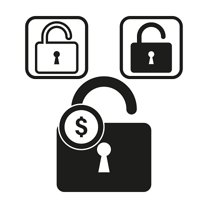 Lock icon. Secure payments. Financial safety. Vector illustration. EPS 10. Stock image.