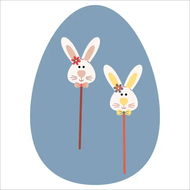 Vector illustration of Vector Easter and spring element and decoration Egg and bunny