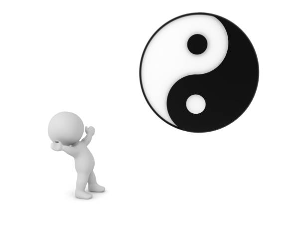 Aerial view of Yin and Yang and trigrams symbol in Chinese garden
