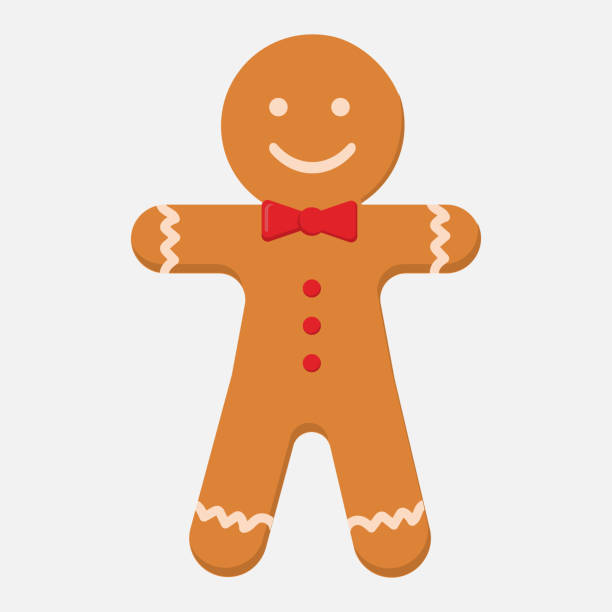ilustrações de stock, clip art, desenhos animados e ícones de gingerbread man holiday biscuit or cookie flat color vector icon for food apps and websites - brown bread illustrations