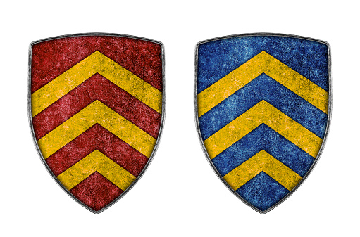 Medieval style insignia or coat-of-arms.High resolution 3D rendering.