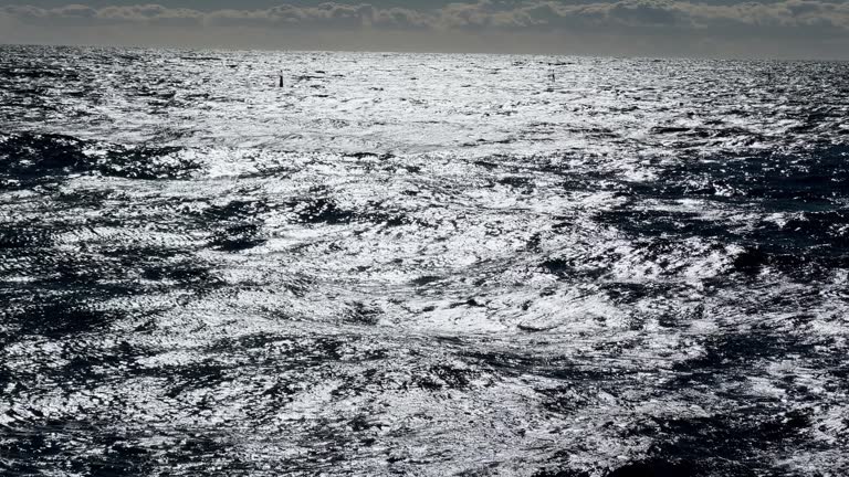 sea surface on a clear sunny day, azure water, sun reflection